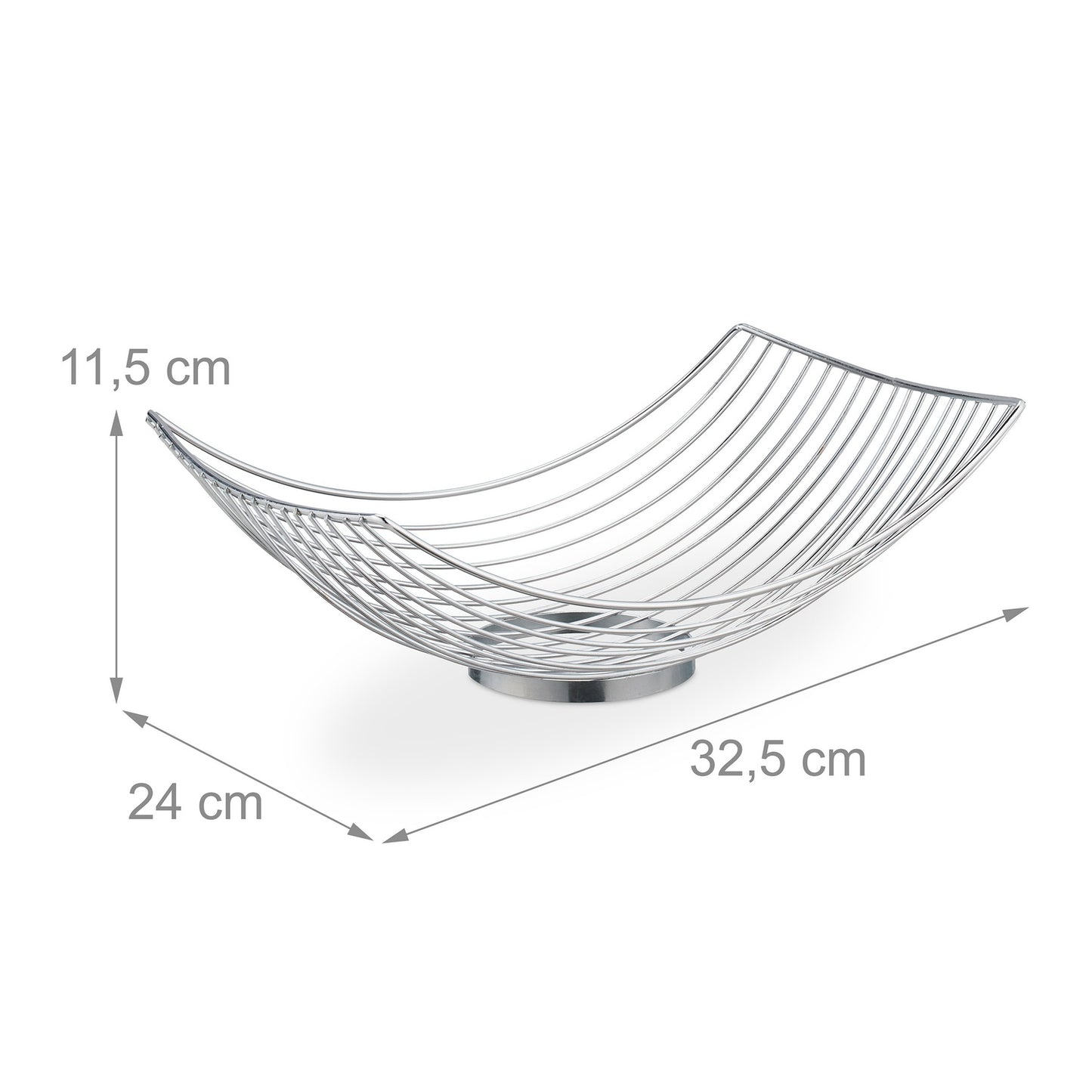 Rectangular fruit bowl in silver