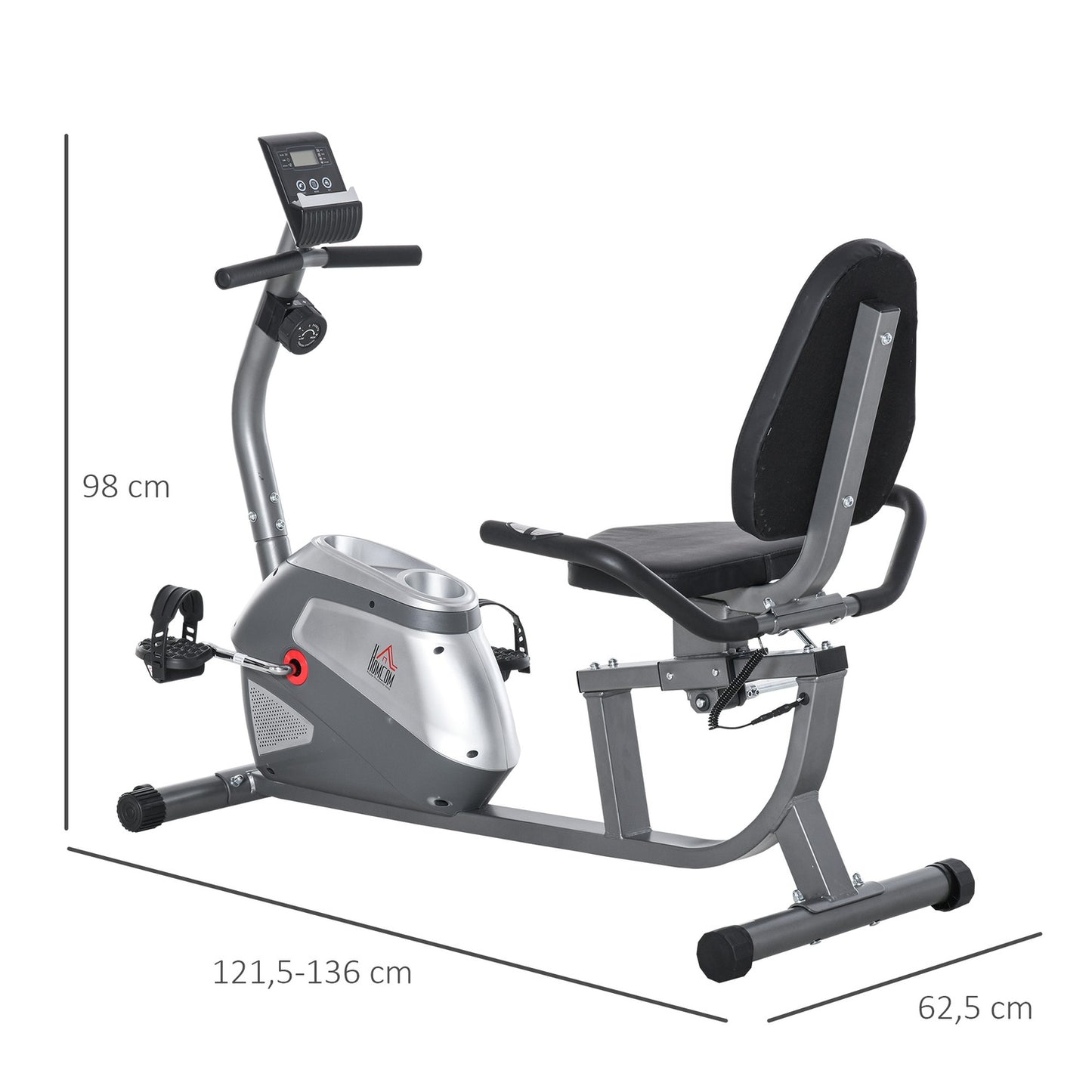 Recumbent exercise bike, LCD screen, 8 resistance levels