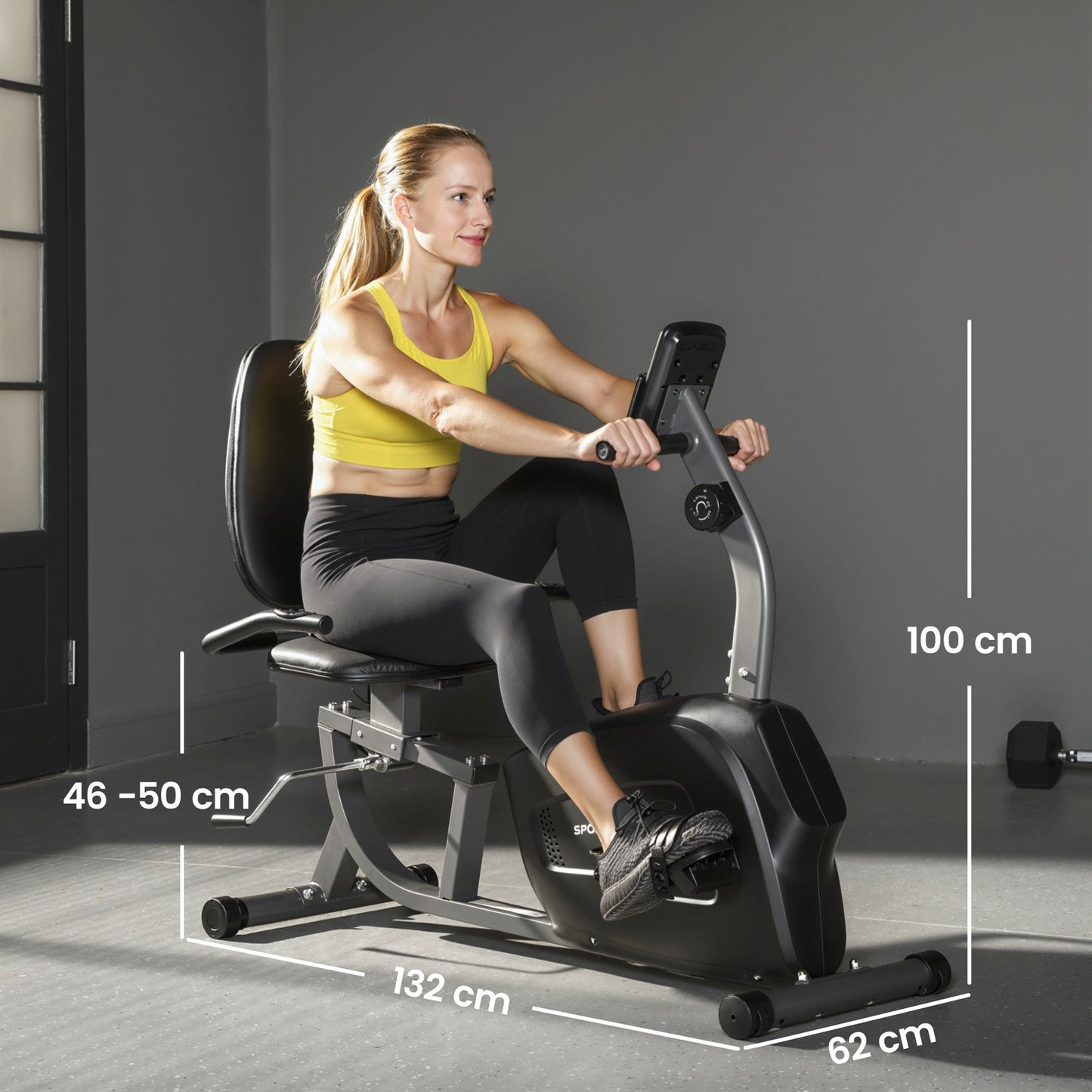 Recumbent Exercise Bike, Magnetic, 8 Resistance Levels, LCD