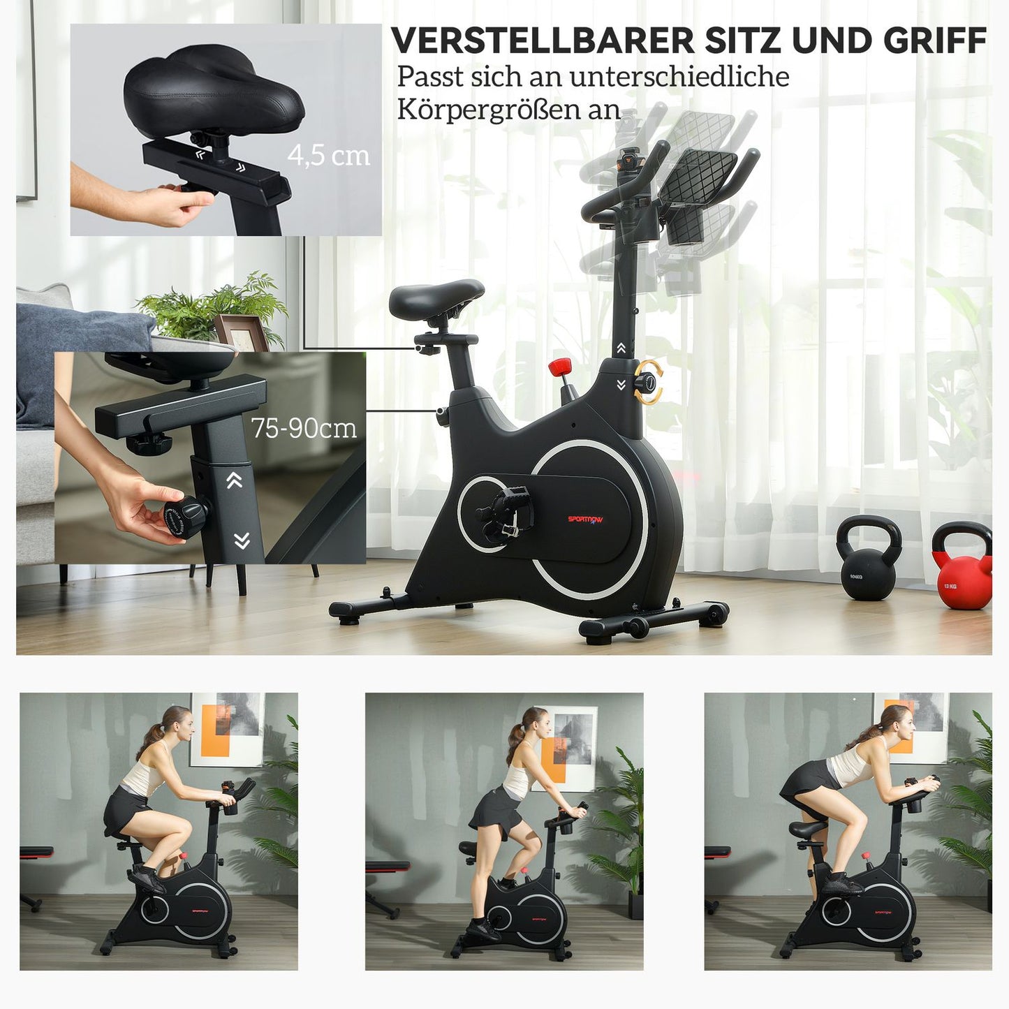 Magnetic resistance recumbent exercise bike with LCD and holder