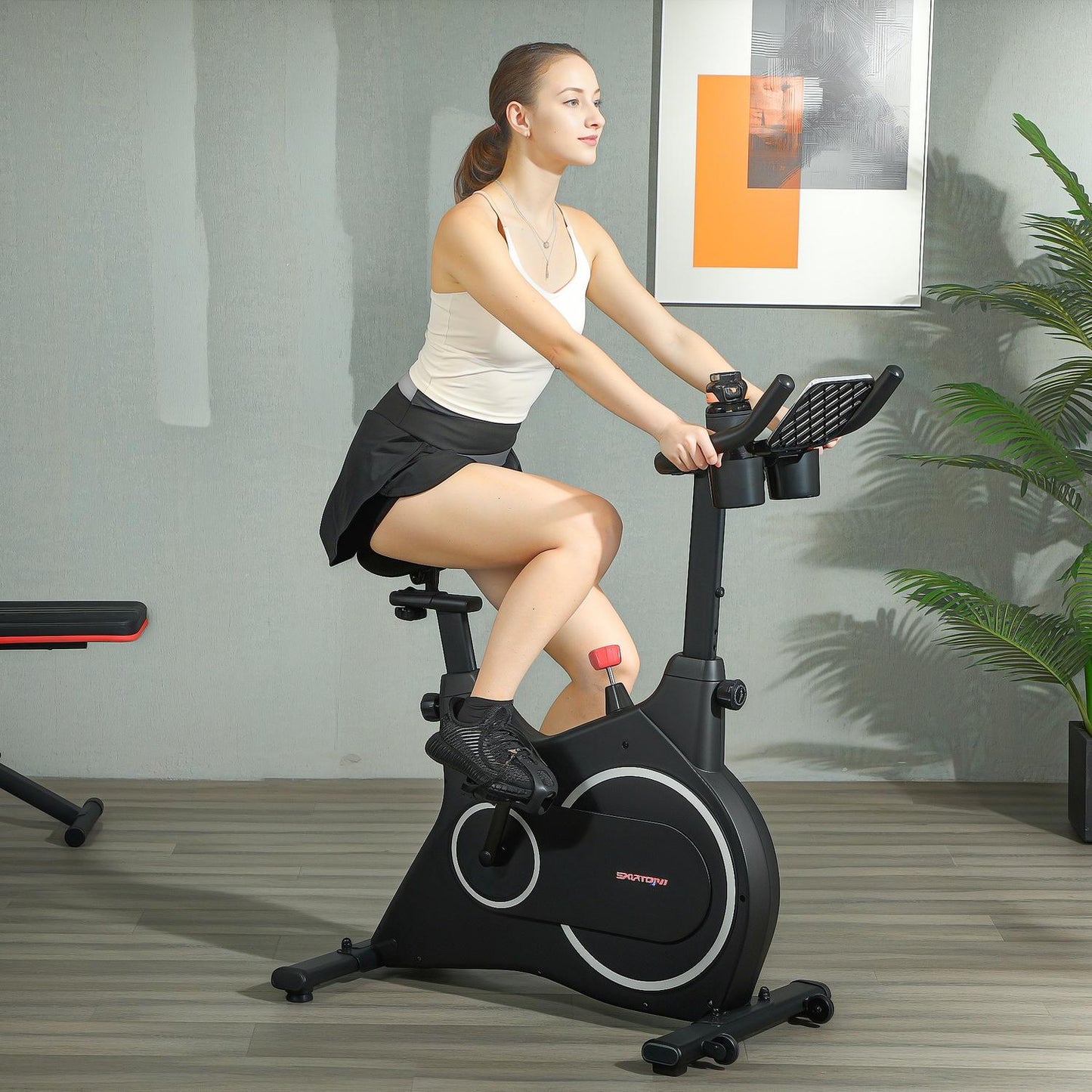 Magnetic resistance recumbent exercise bike with LCD and holder
