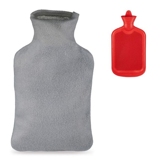 Red Hot Water Bottle with Grey Cover