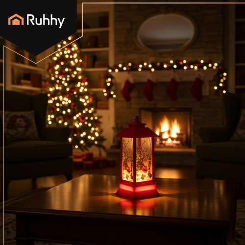 Red LED Christmas Lantern, Battery-Operated, 12.5cm