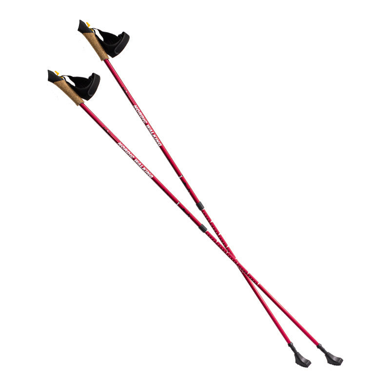 Red Nordic Walking Poles, Adjustable, Lightweight