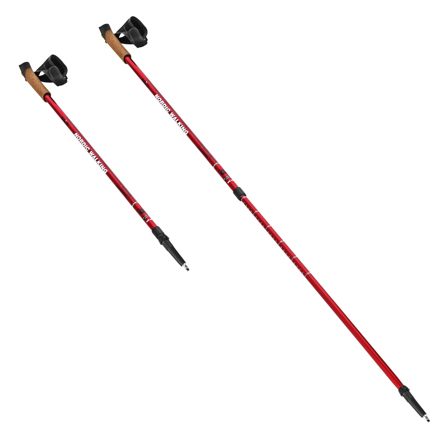 Red Nordic Walking Poles, Adjustable, Lightweight