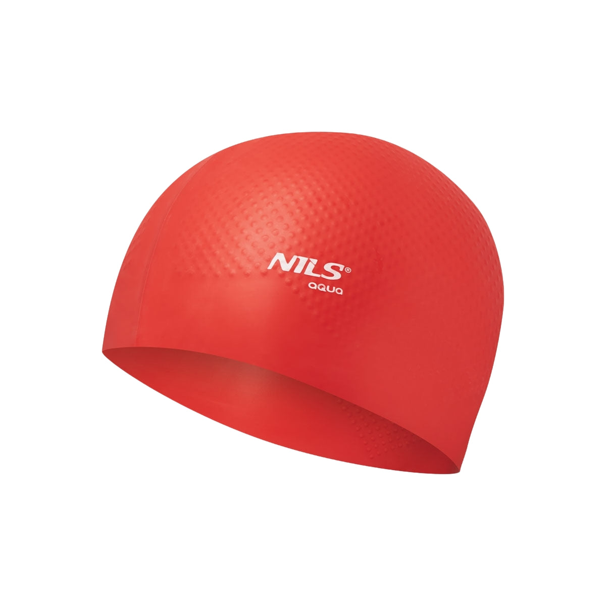 Red Silicone Swimming Cap, Solid Color, Dotted Design