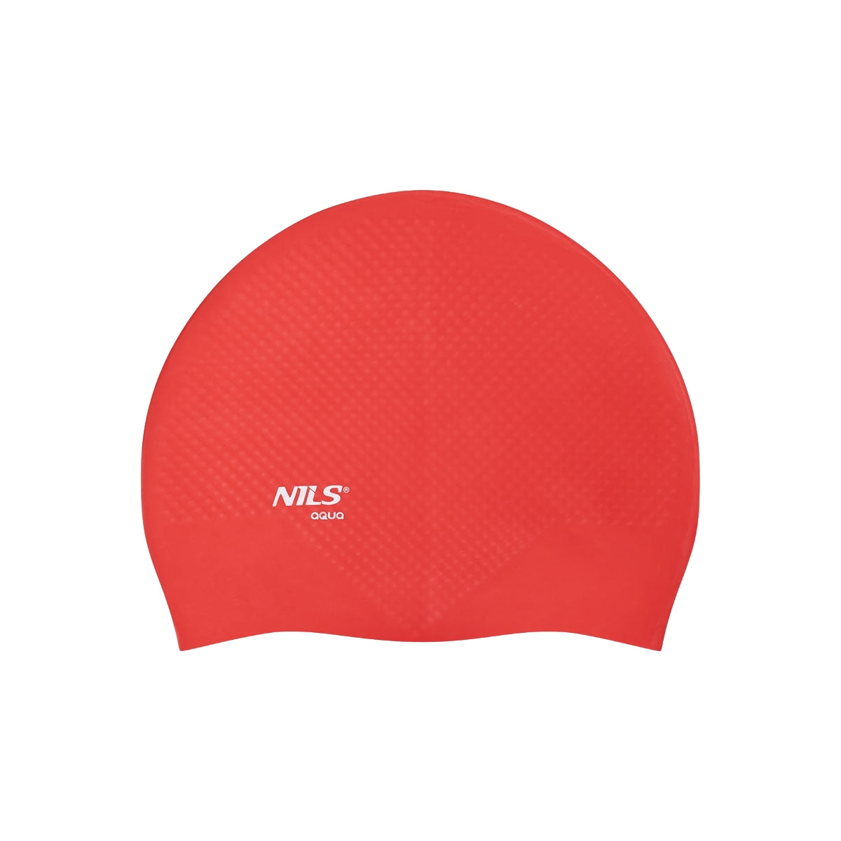 Red Silicone Swimming Cap, Solid Color, Dotted Design
