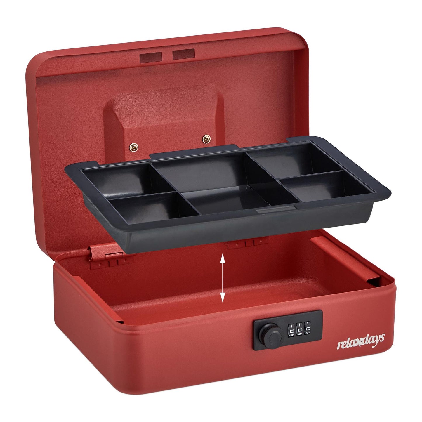 Red cash drawer with combination lock