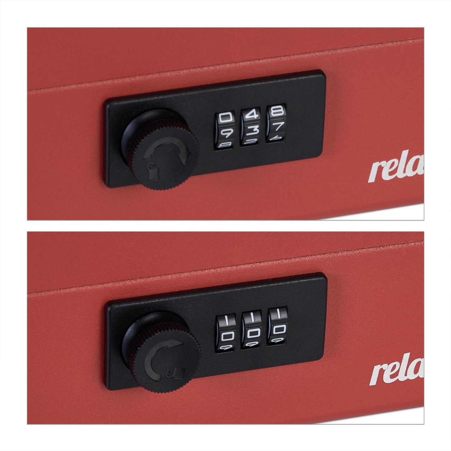 Red cash drawer with combination lock