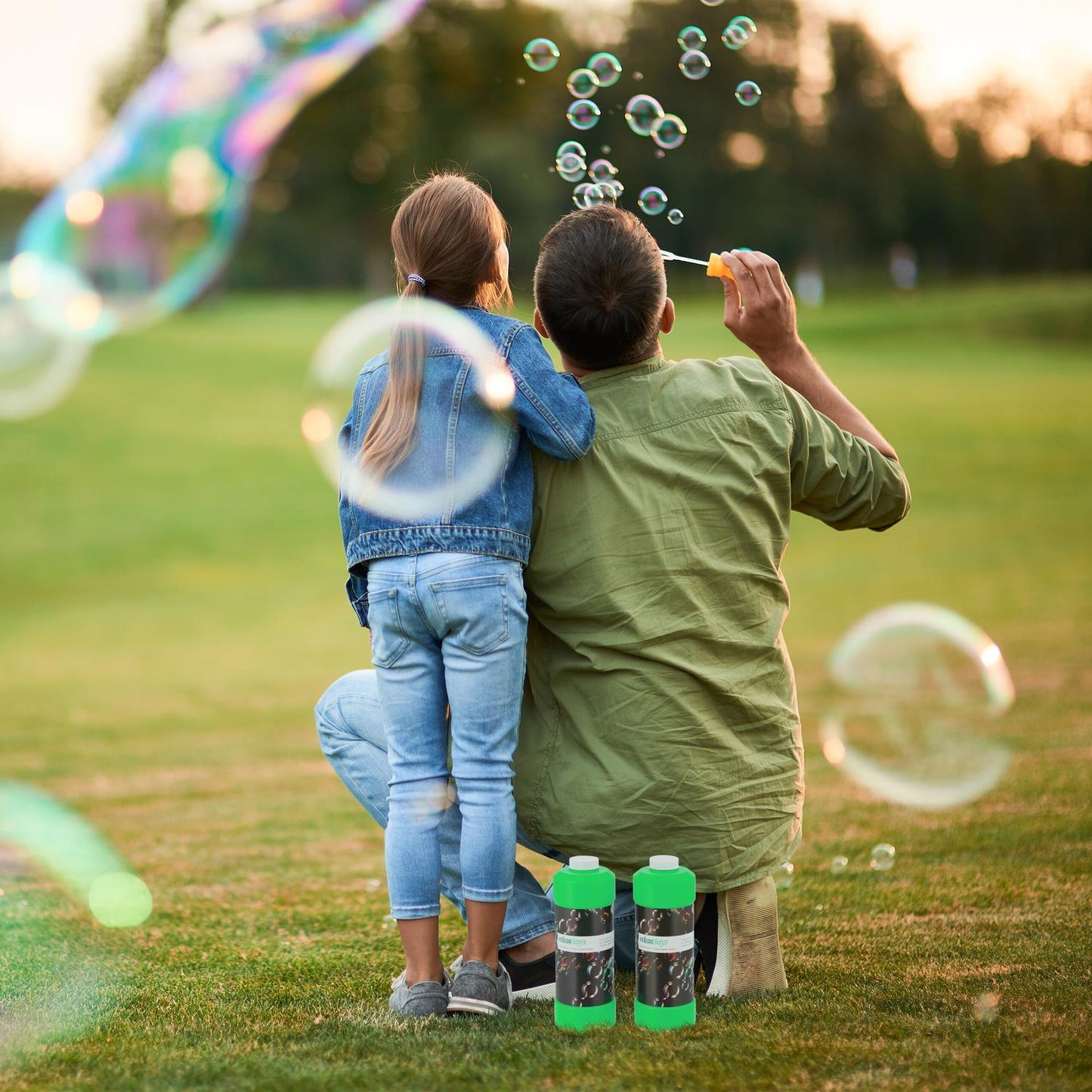 Refill bottle for soap bubbles 1 l Set of 2