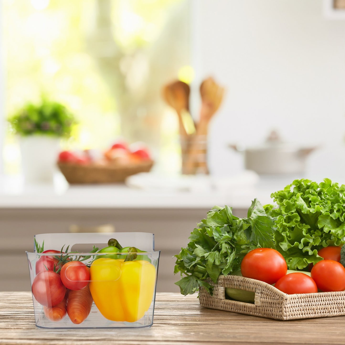 Refrigerator storage with handle