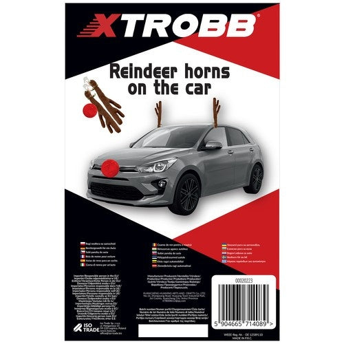 Reindeer Antlers & Nose Car Decoration Set – Easy Install