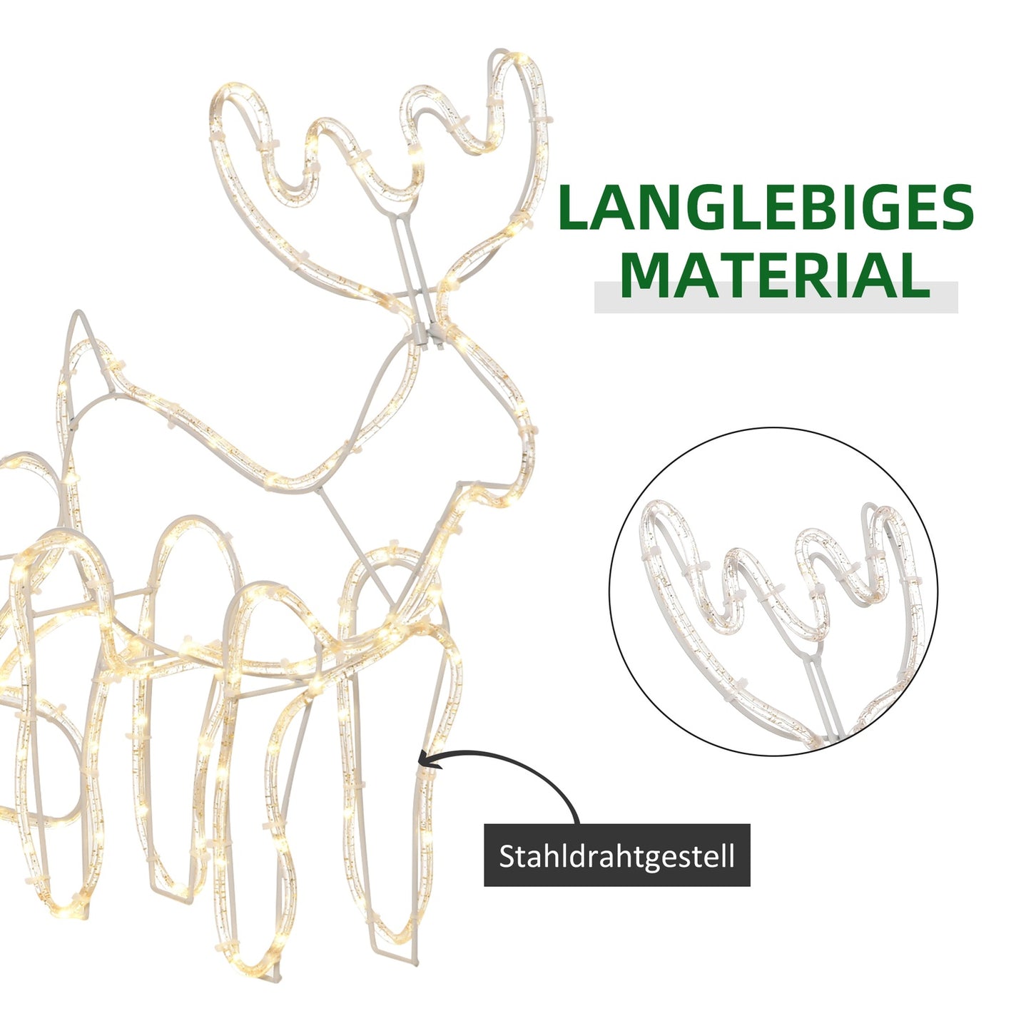 Reindeer with sled LED Christmas lights, outdoor waterproof