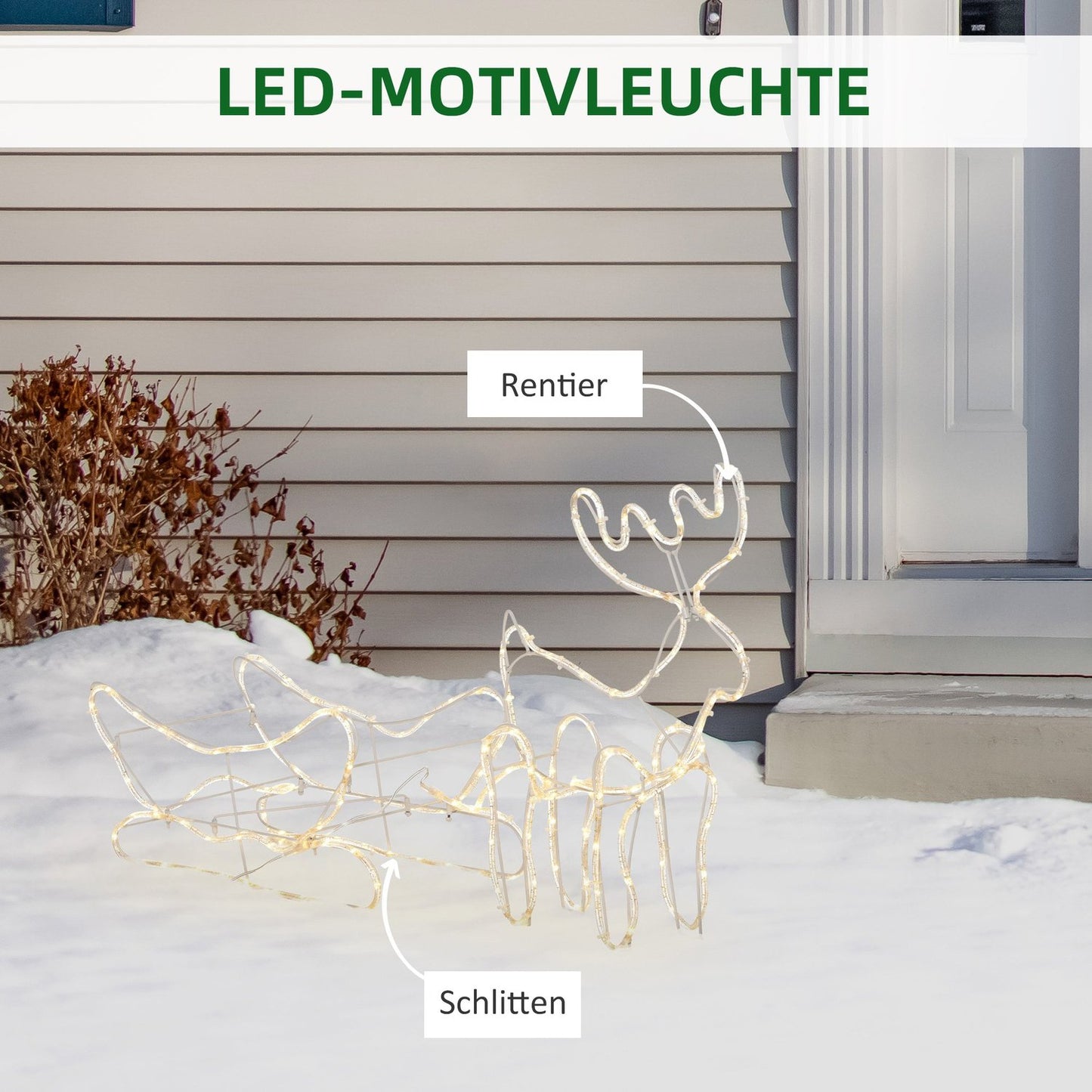 Reindeer with sled LED Christmas lights, outdoor waterproof