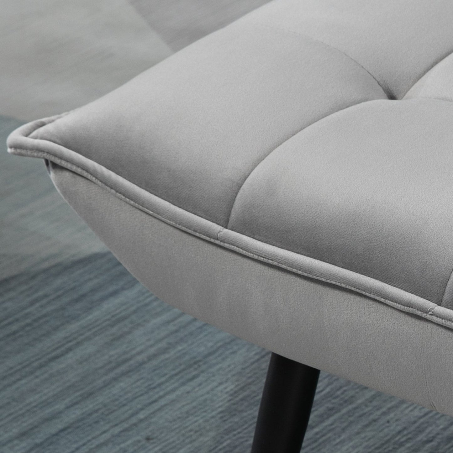 Gray Relax Chair & Ottoman Set, Velvet Upholstery, Comfortable Cushions