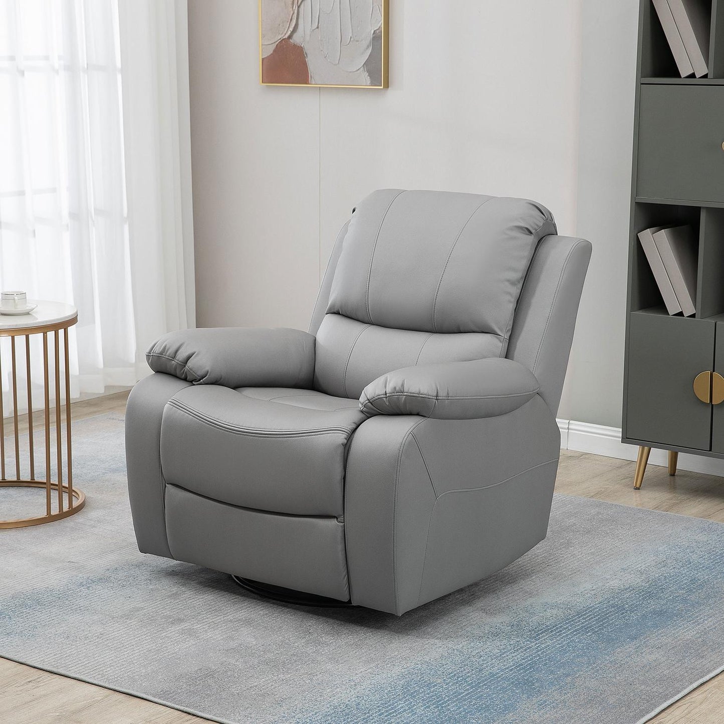 Reclining TV chair with footrest, polyester, grey, 150 kg capacity