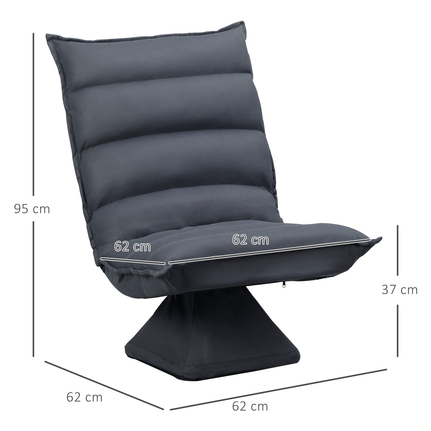 Rotating floor chair - 360° base, adjustable backrest, dark grey