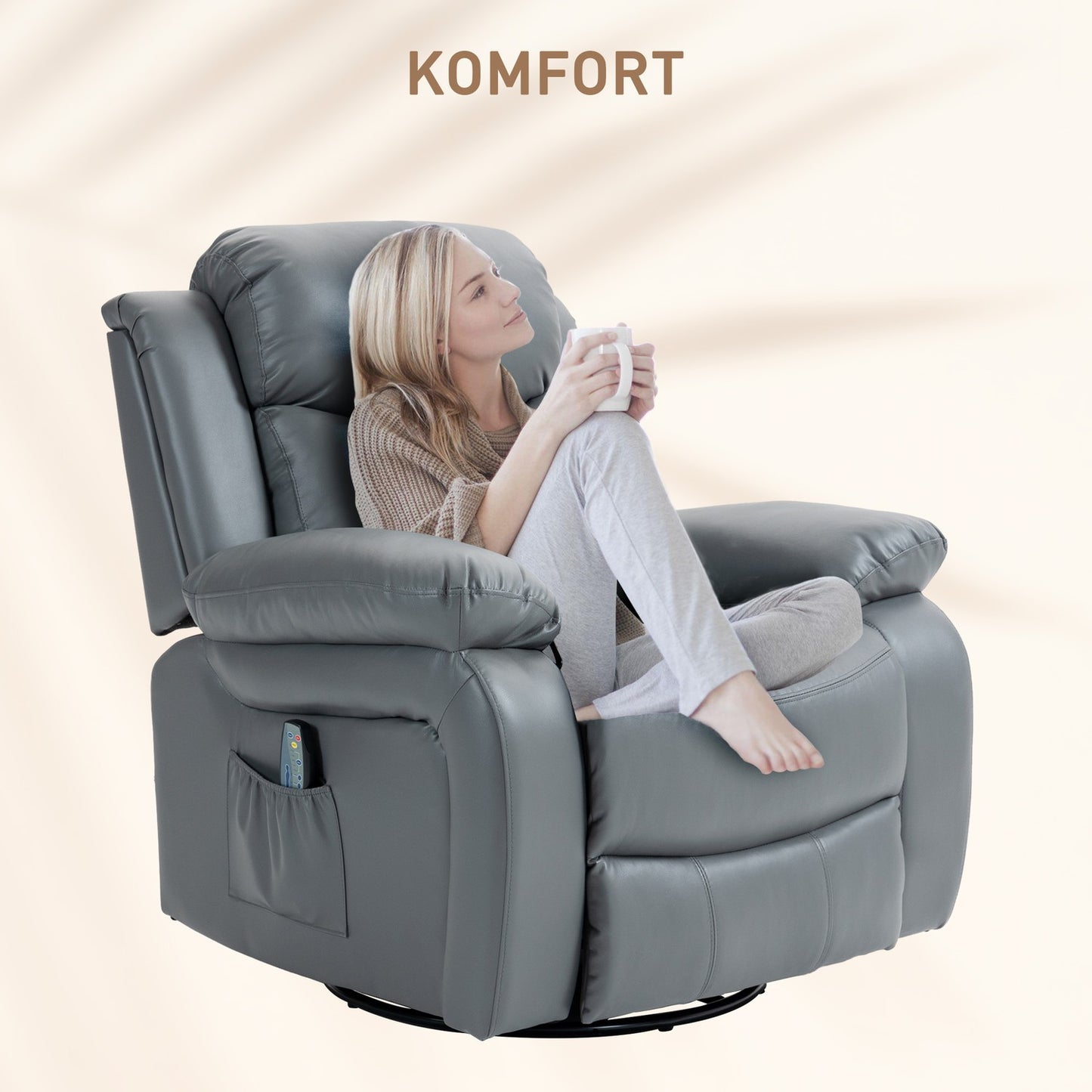 Electric massage chair, 8 vibration points, gray