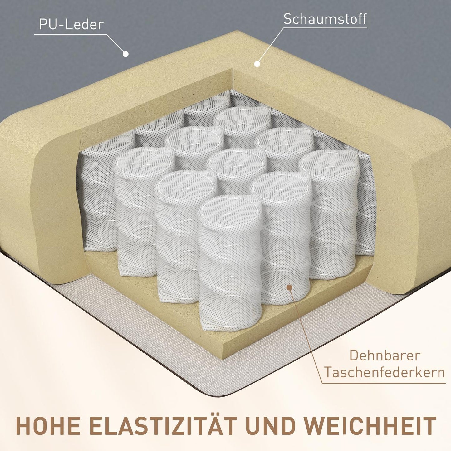 Electric massage chair - artificial leather, light grey