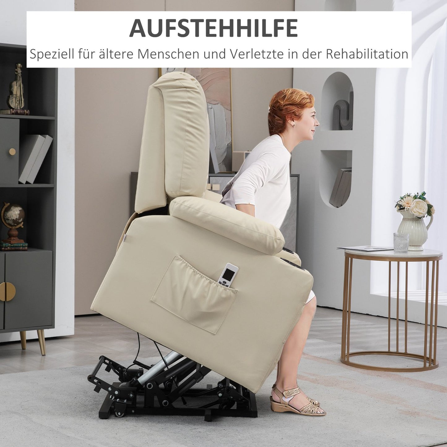 Electric recliner with massage, wheels and cup holder