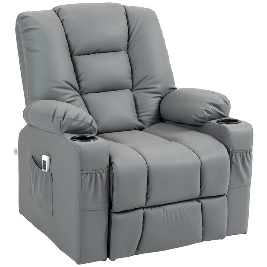 Electric recliner with USB, massage, wheels, gray