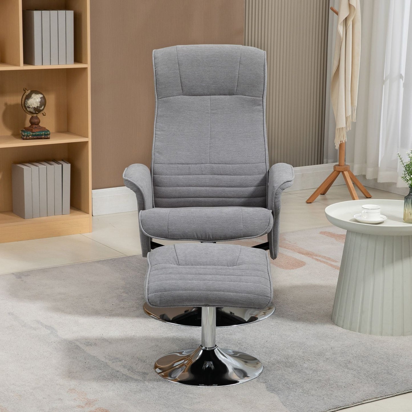 Velvet Gray Reclining TV chair, Swivel, Supports 150 kg