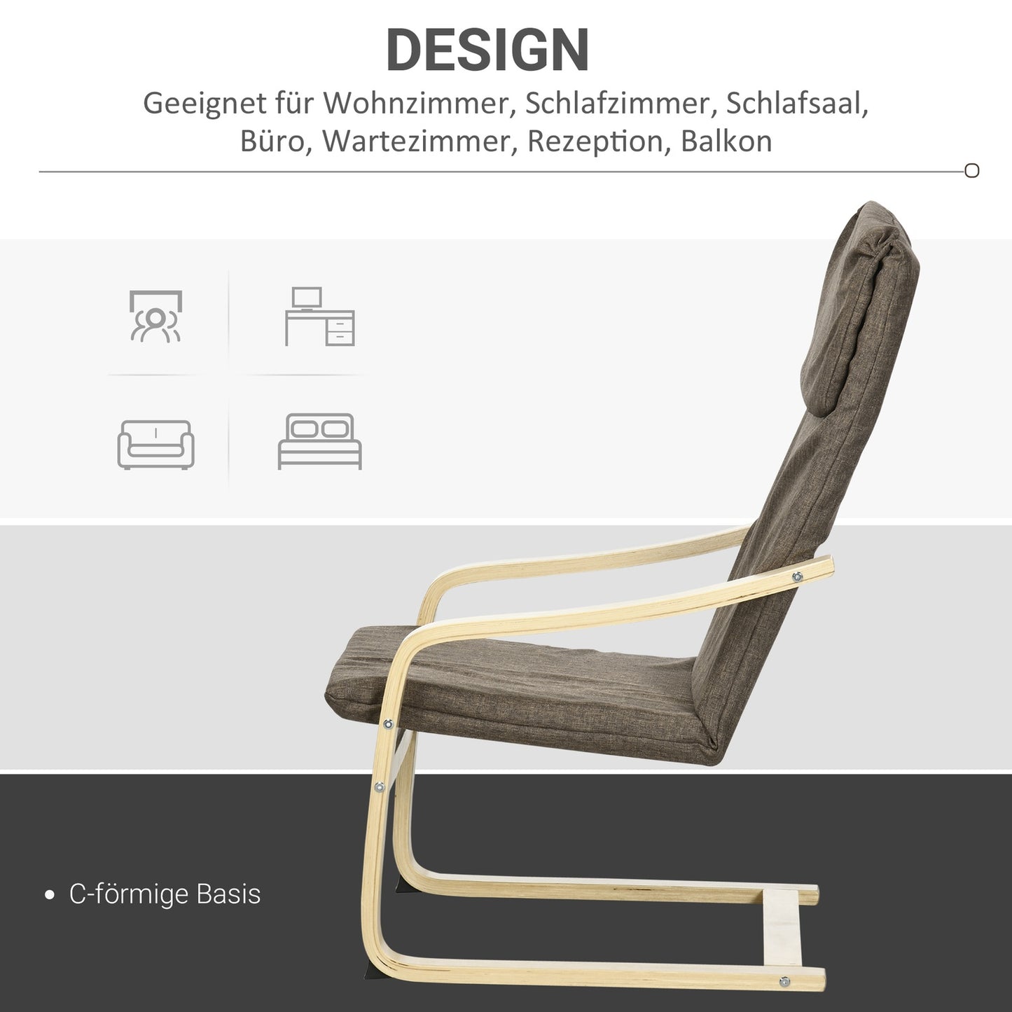 Brown linen-look relaxation rocking chair with cushion