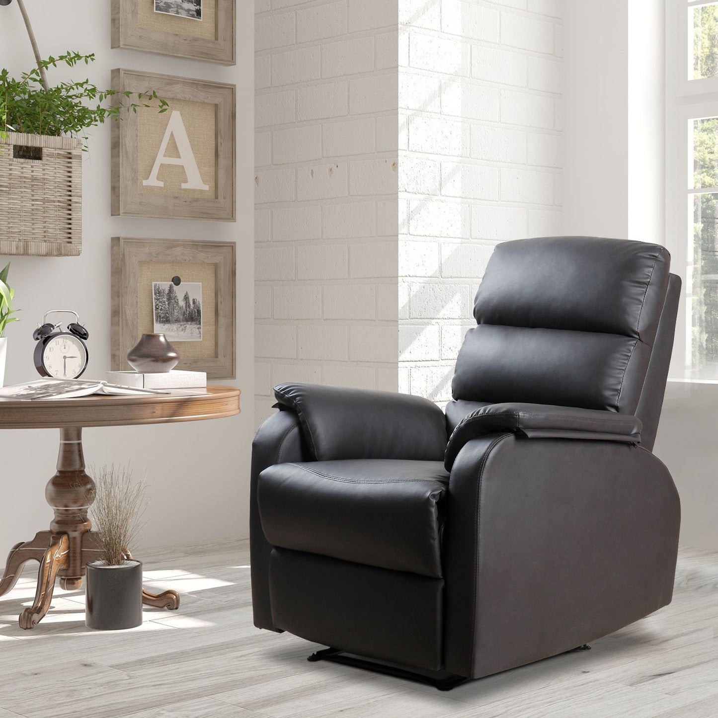 Ergonomic brown recliner - artificial leather, adjustable