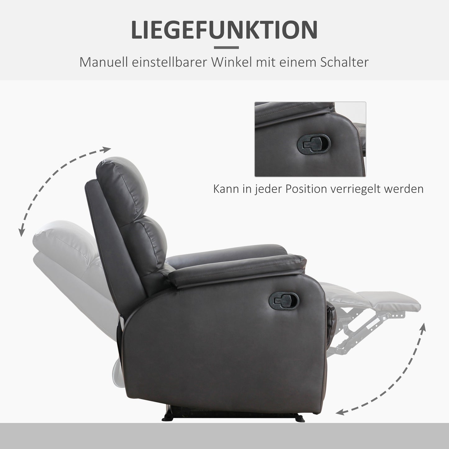 Ergonomic brown recliner - artificial leather, adjustable