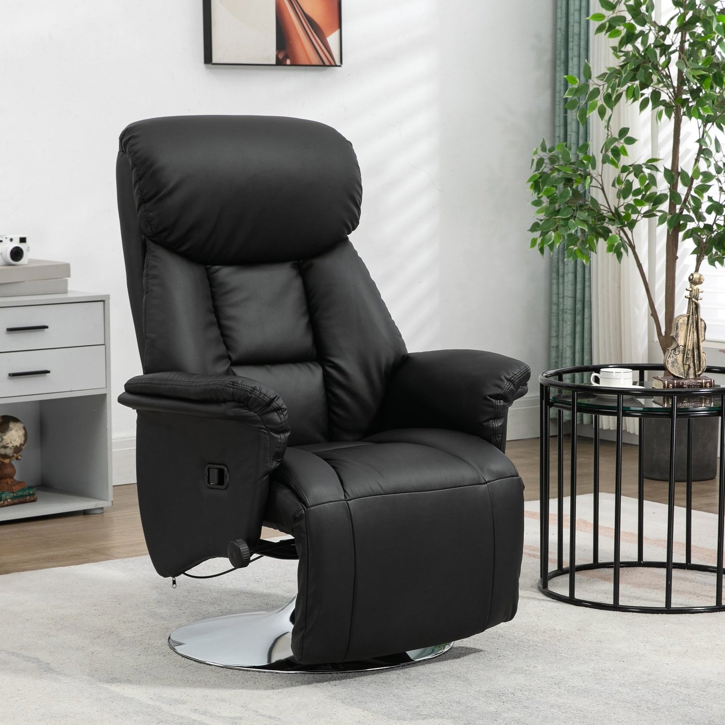 Lounger with adjustable backrest, leather, 150 kg capacity