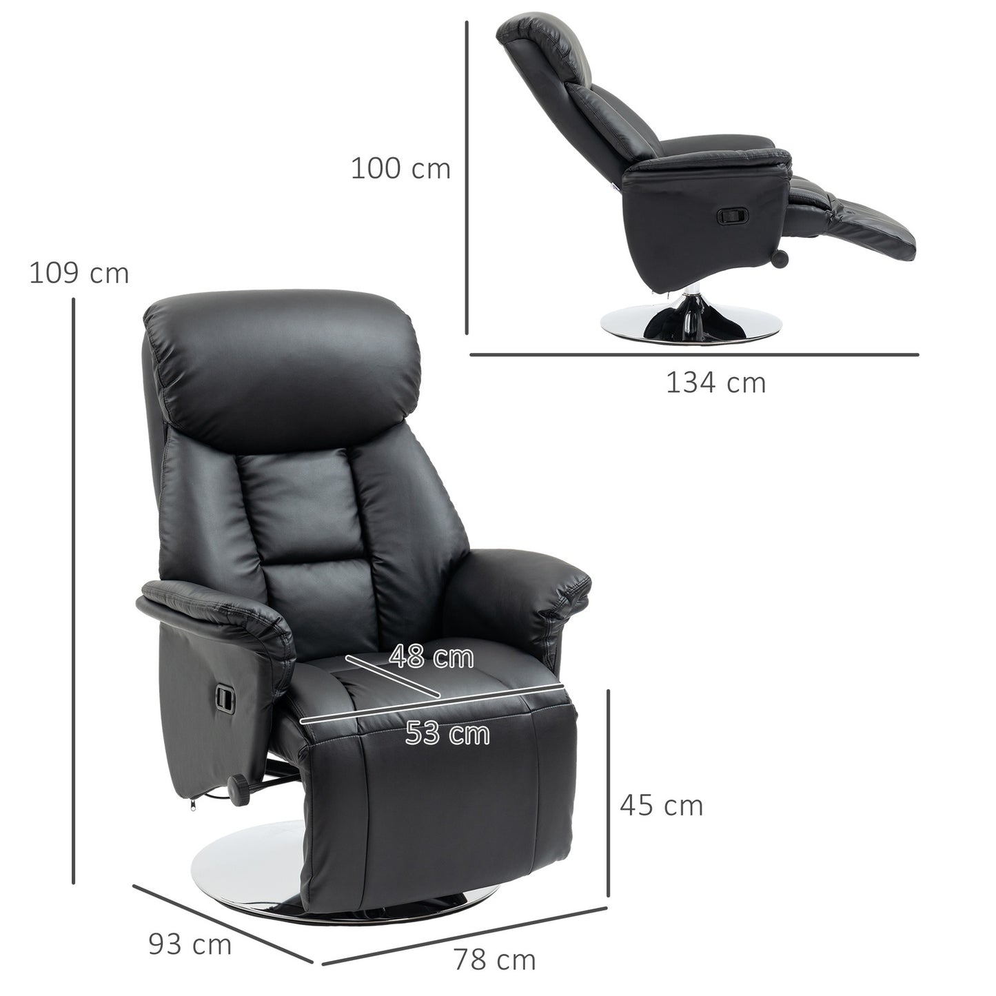 Lounger with adjustable backrest, leather, 150 kg capacity