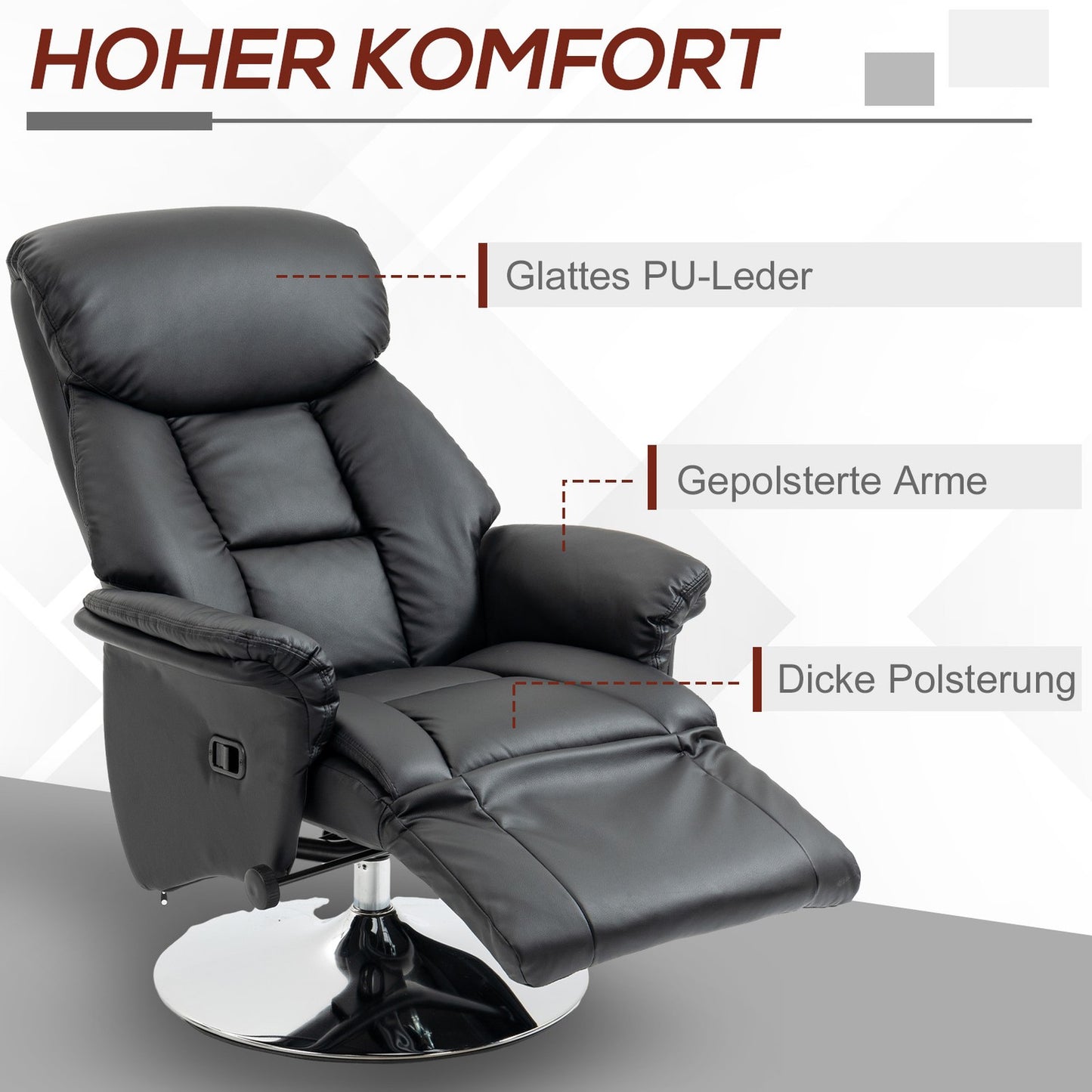 Lounger with adjustable backrest, leather, 150 kg capacity