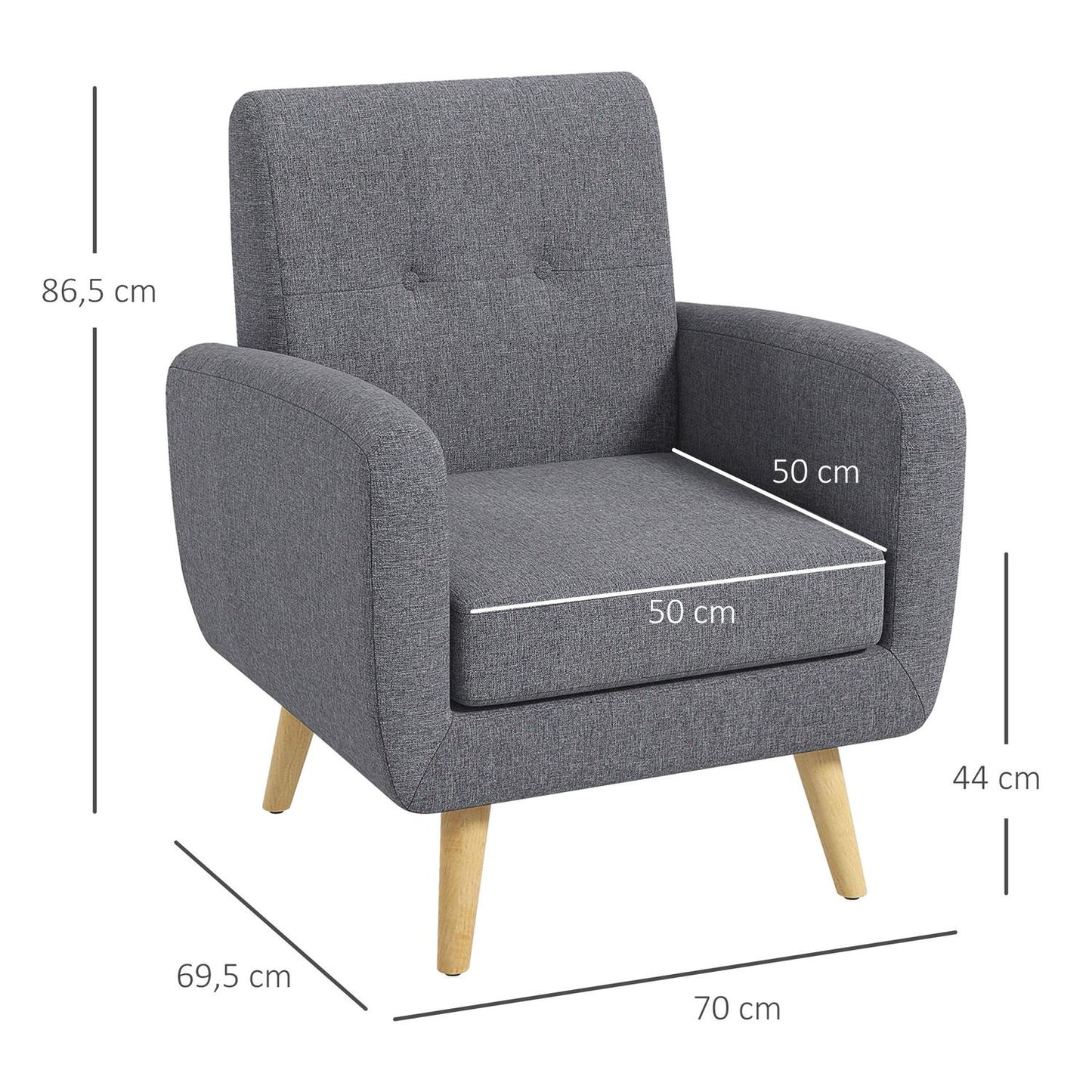 Light gray upholstered relaxation chair for living room