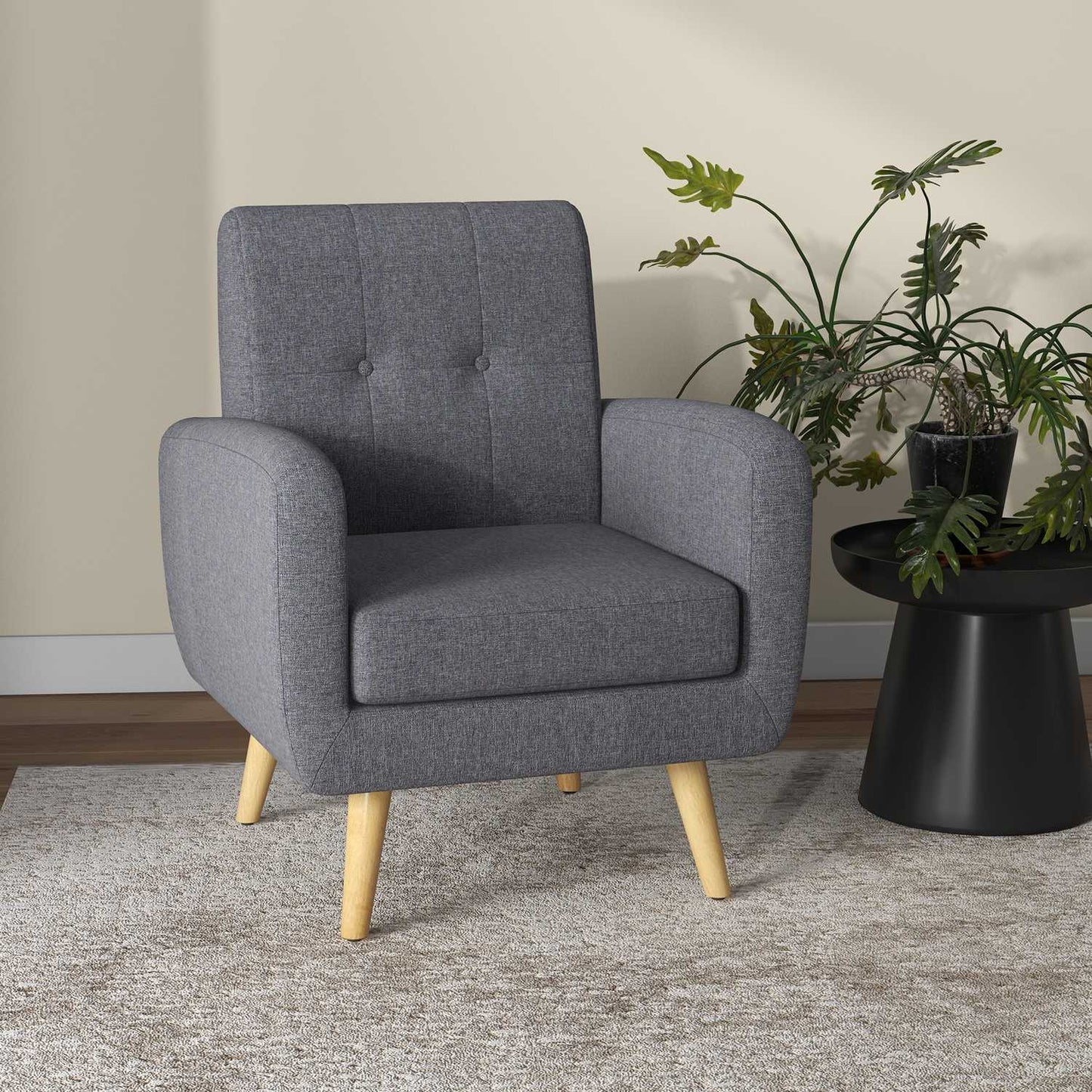 Light gray upholstered relaxation chair for living room