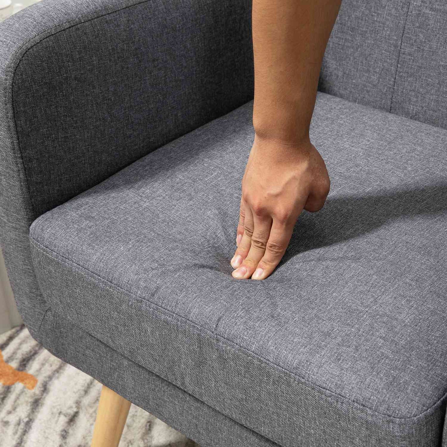 Light gray upholstered relaxation chair for living room