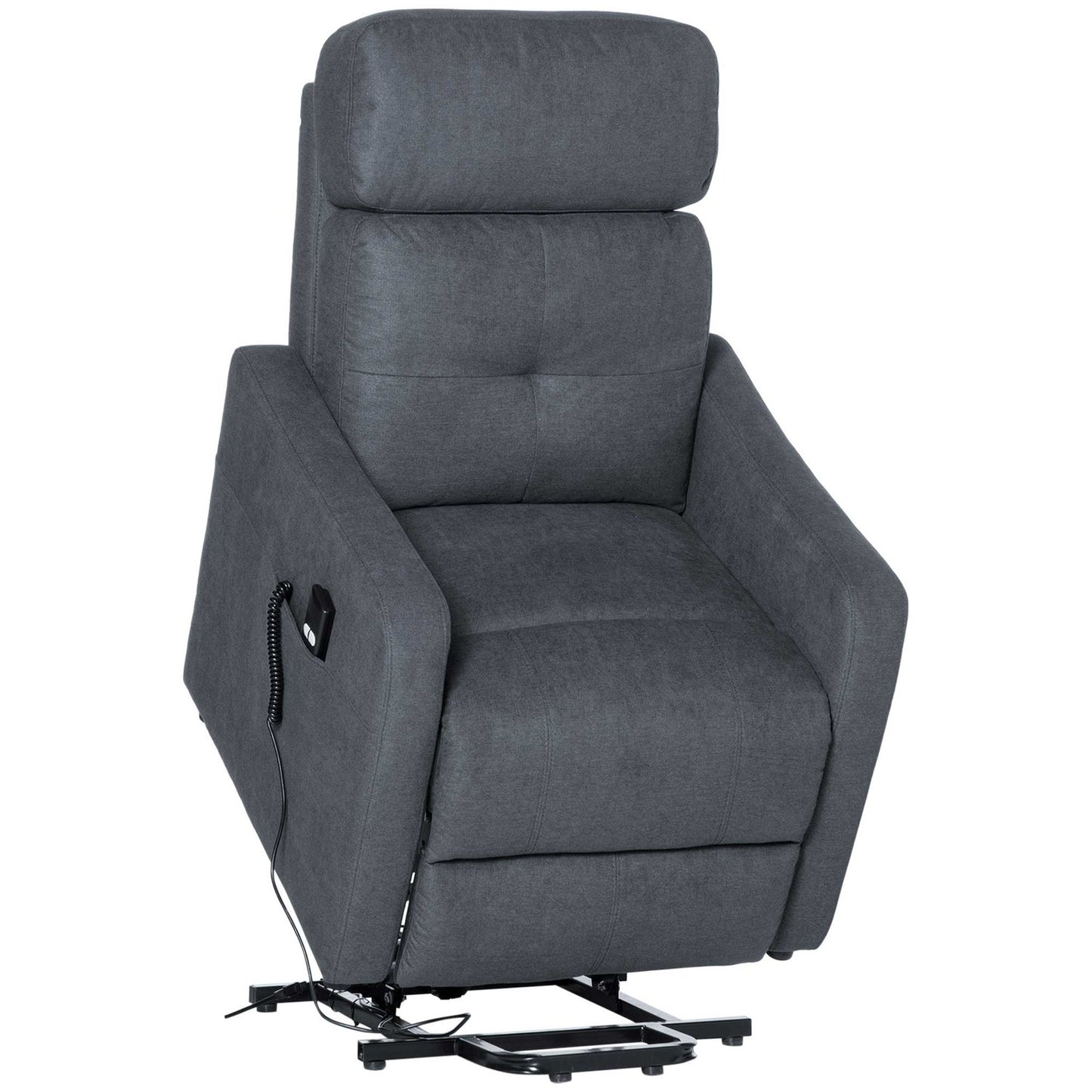 Lounger with standing aid, steel gray polyester fabric