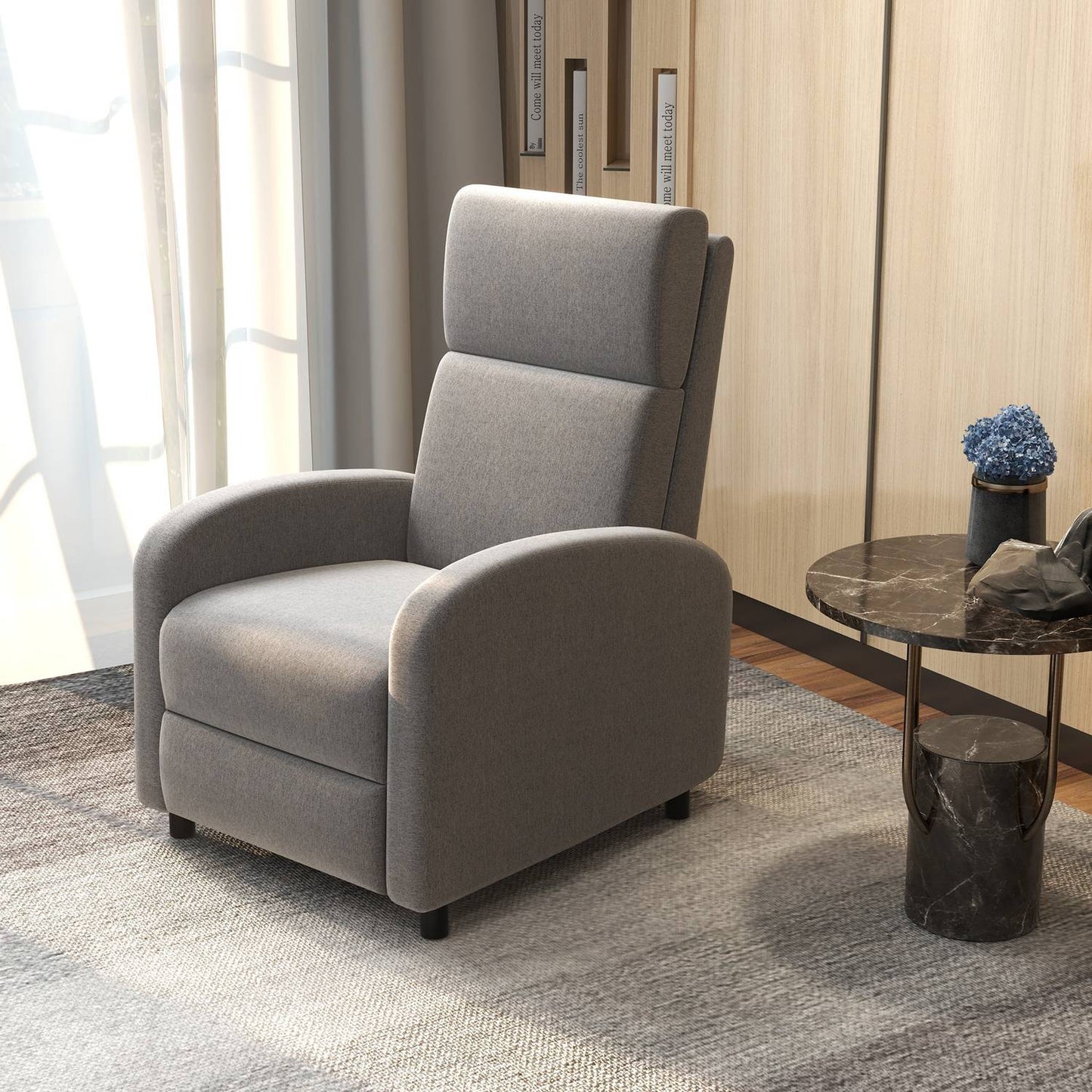 Reclining chair in linen look with footrest, capacity 120 kg