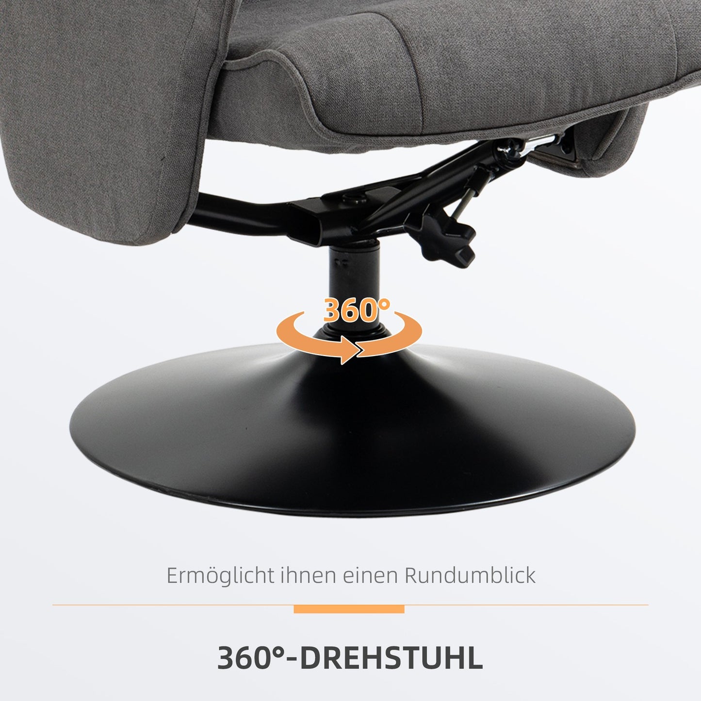Lounger with footstool, 360° rotatable, dark gray foam