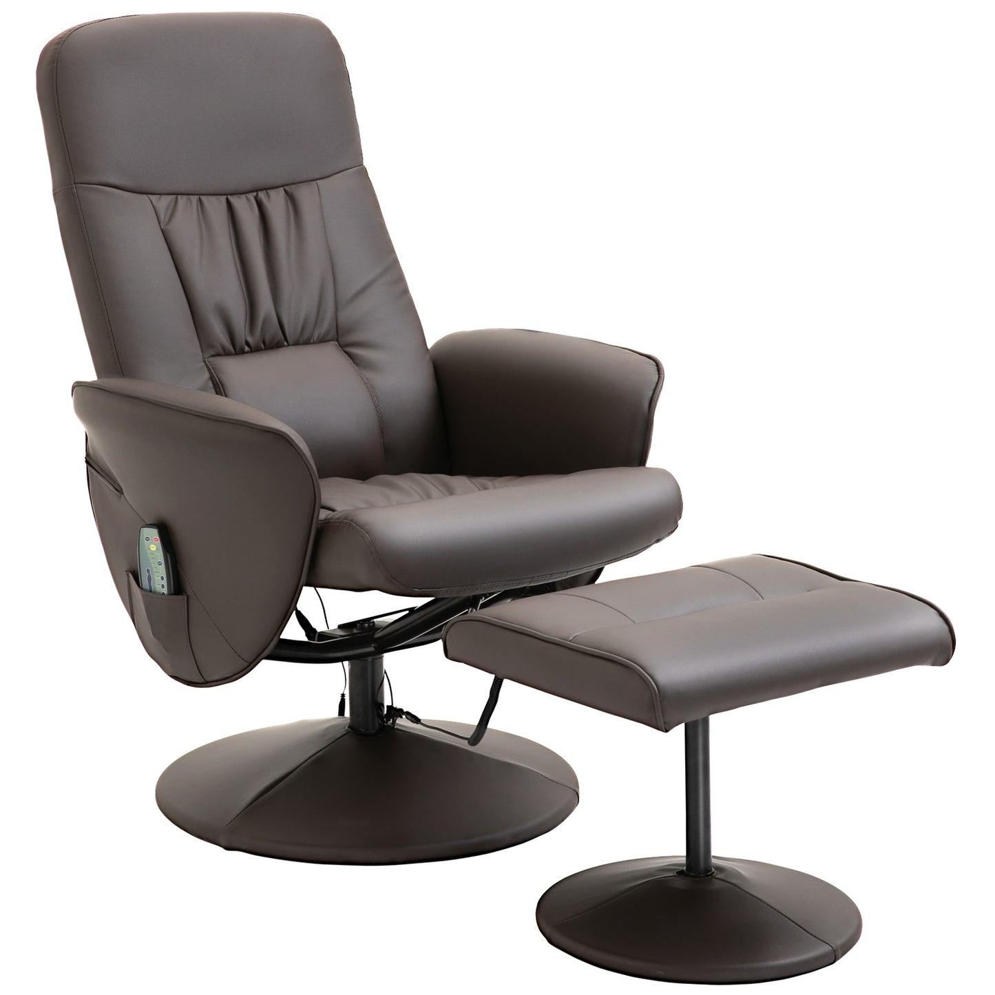 Lounger with footstool, artificial leather, massage function
