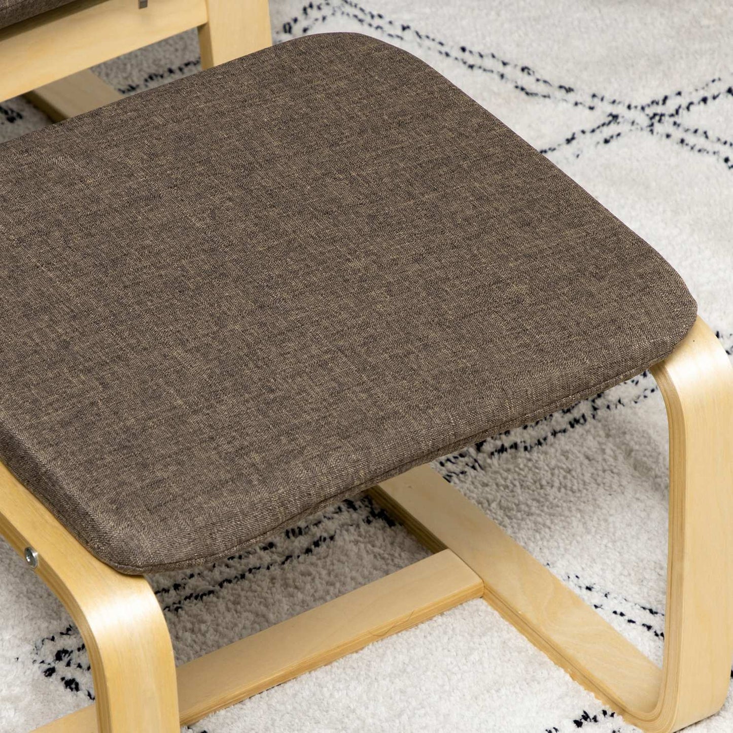 Brown relaxation chair & footstool, linen cover, 67x72x100 cm