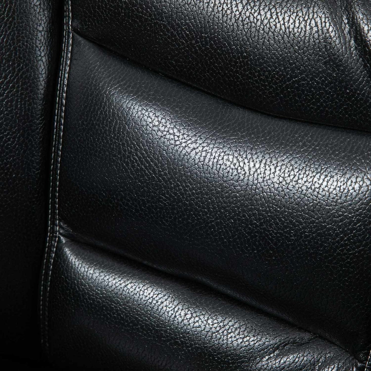 Reclining relaxation chair in artificial leather with ottoman, black