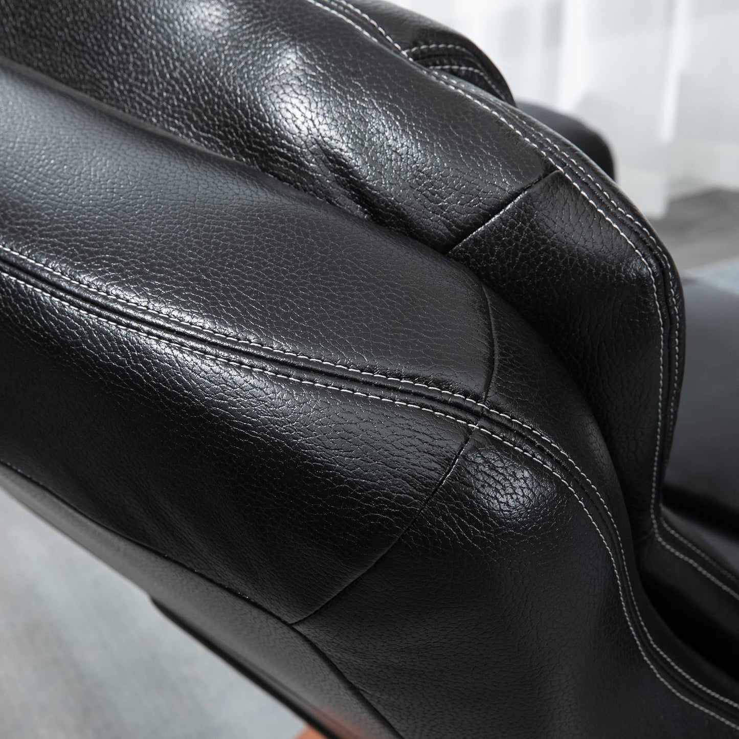 Reclining relaxation chair in artificial leather with ottoman, black