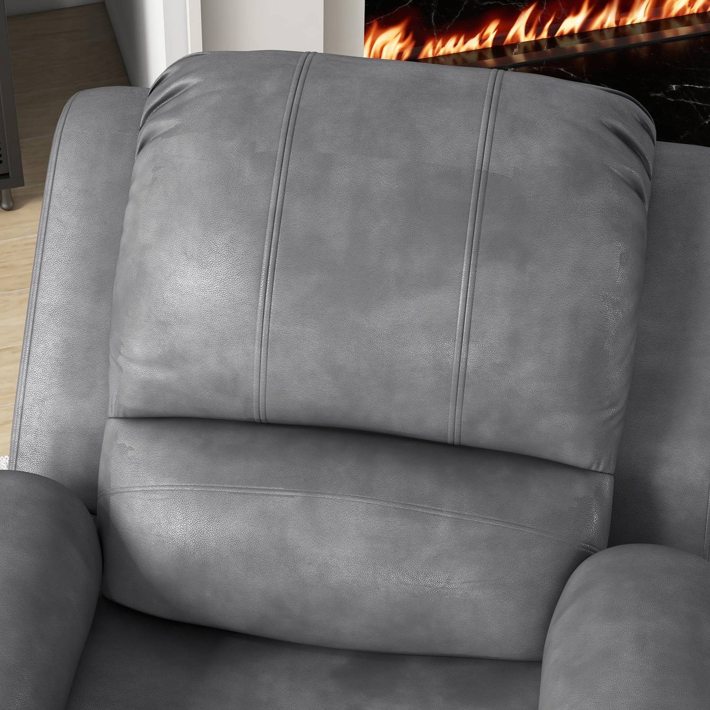 Rocking chair with cup holder, gray microfiber
