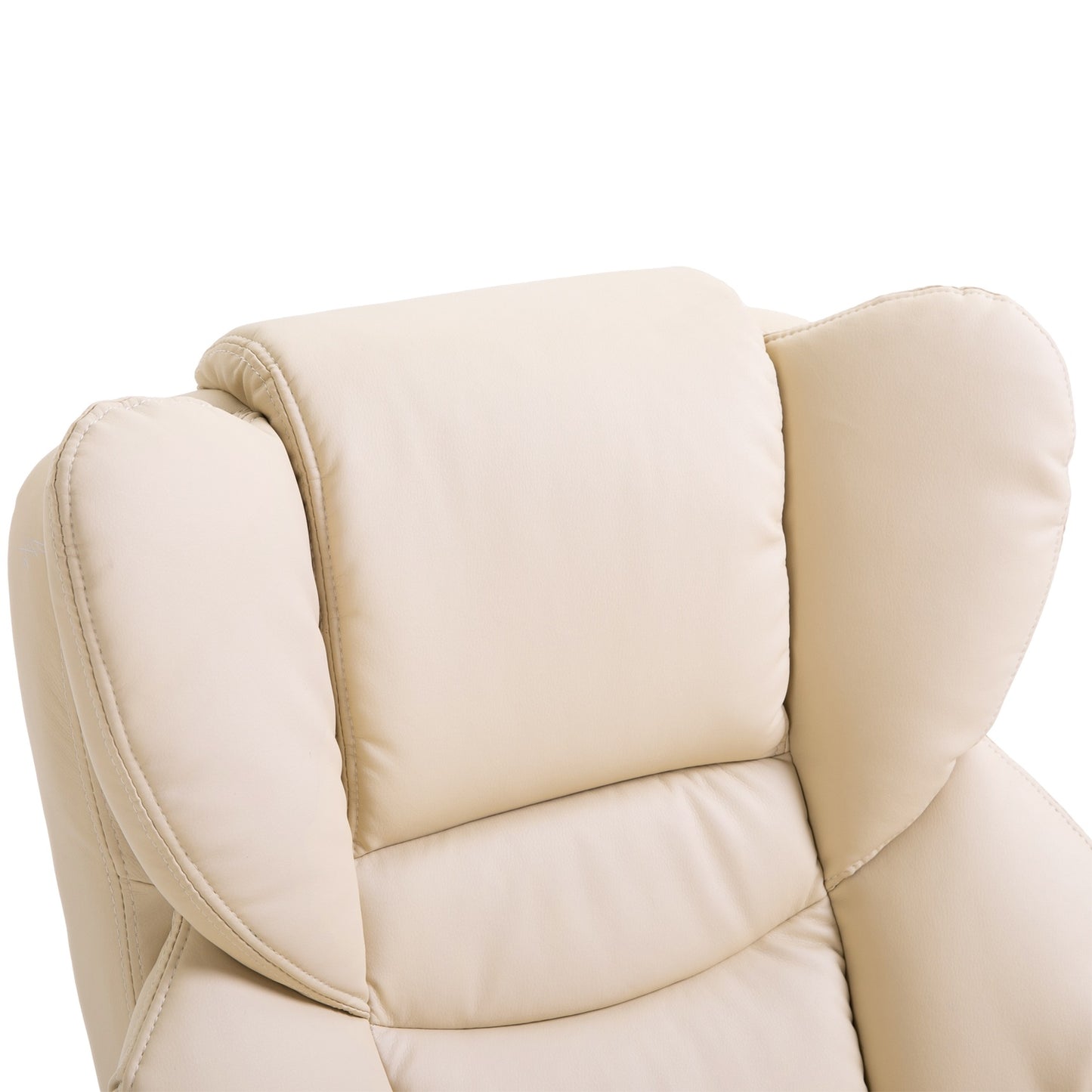 Reclining relaxation chair with stool, artificial leather cream