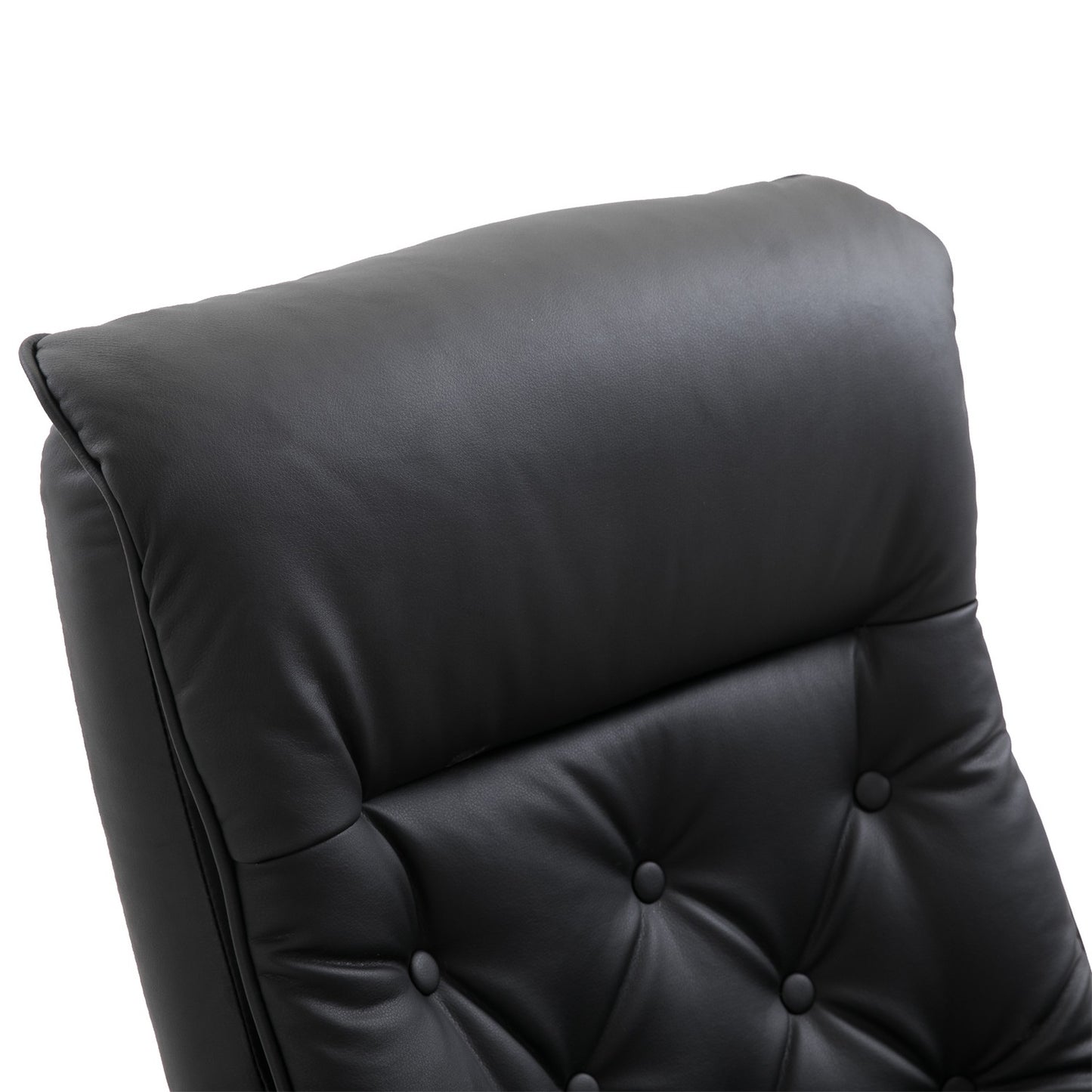 Chesterfield relaxation chair and stool, 360° rotatable, PU leather