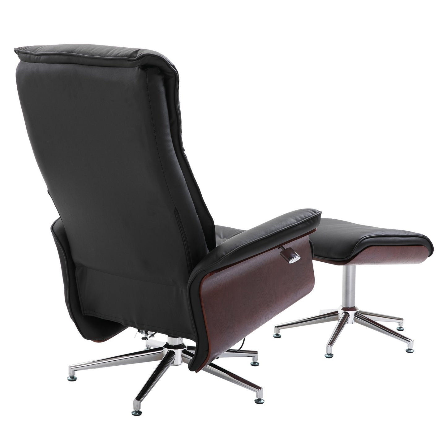 Chesterfield relaxation chair and stool, 360° rotatable, PU leather