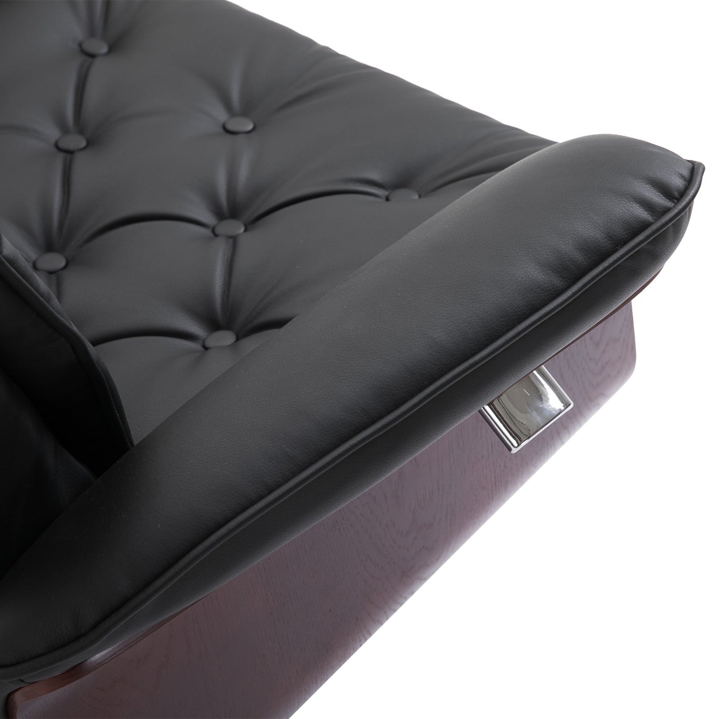 Chesterfield relaxation chair and stool, 360° rotatable, PU leather