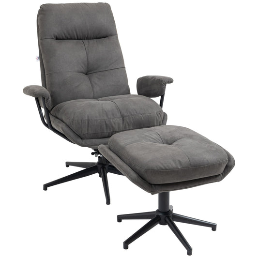 Reclining relaxation chair set with swivel base, dark grey