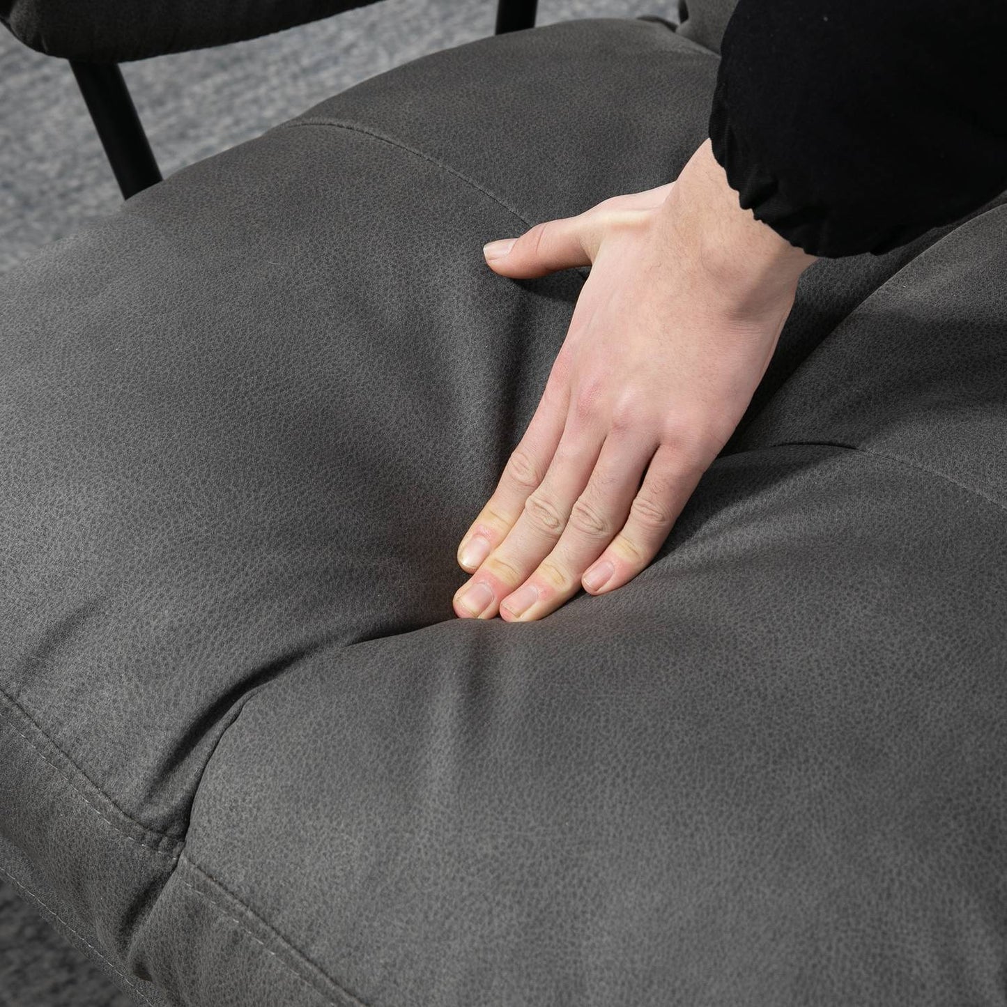 Reclining relaxation chair set with swivel base, dark grey