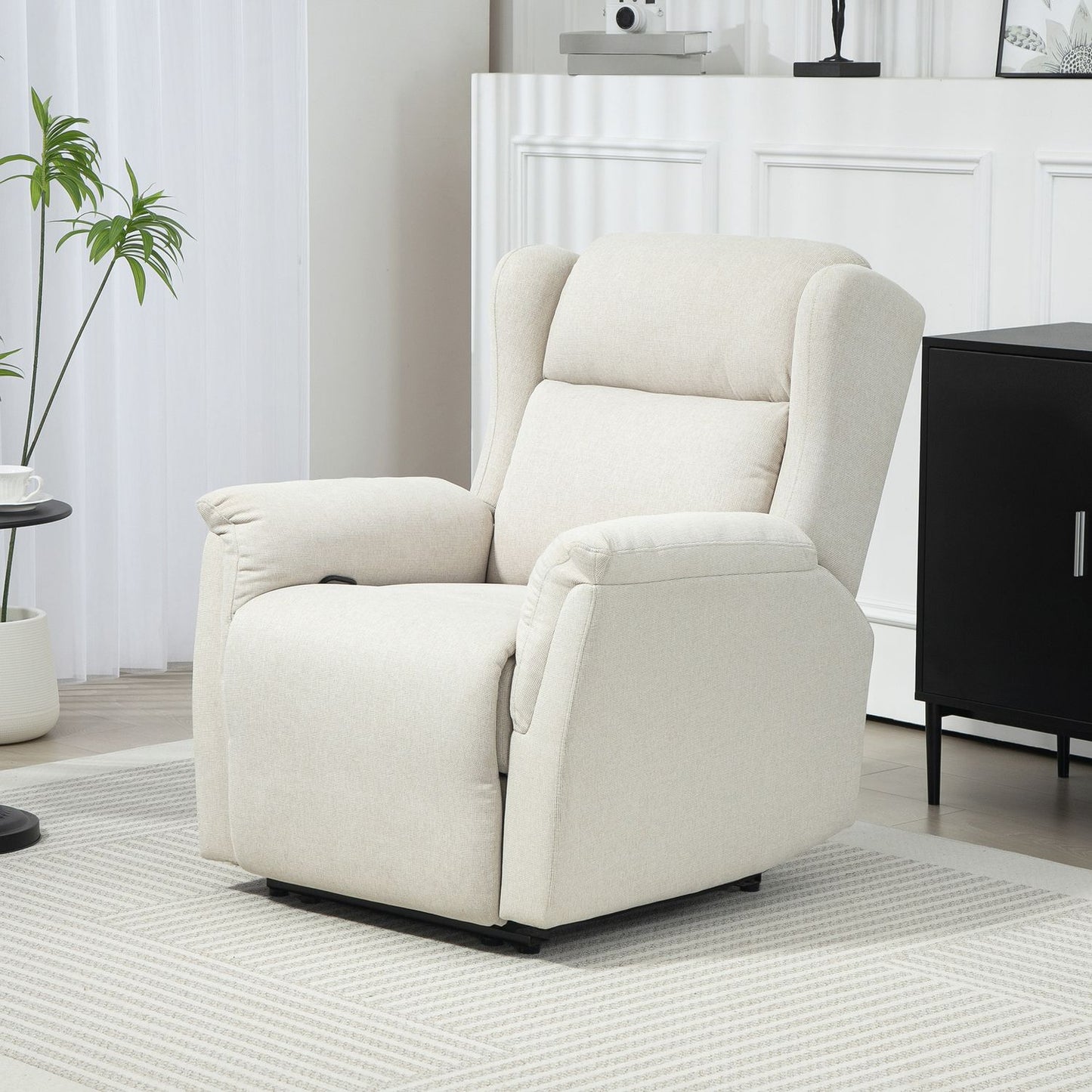 Beige recliner with pocket spring, 150 kg capacity